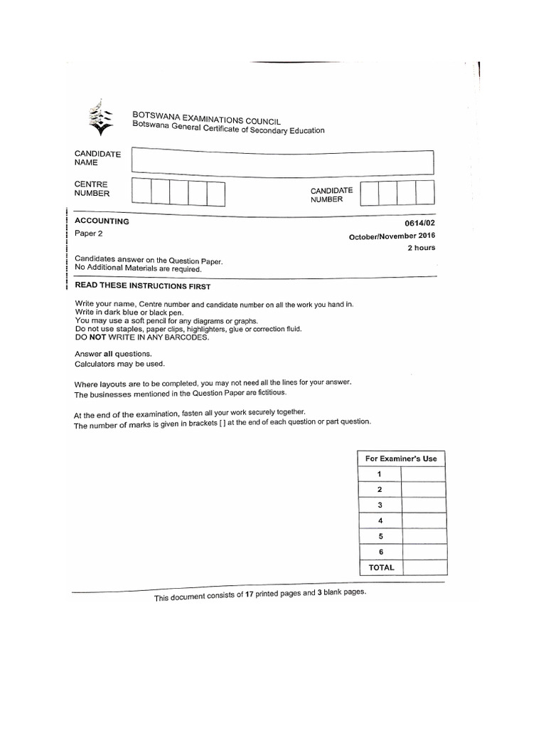 Accounting Paper 2 2016 | PDF