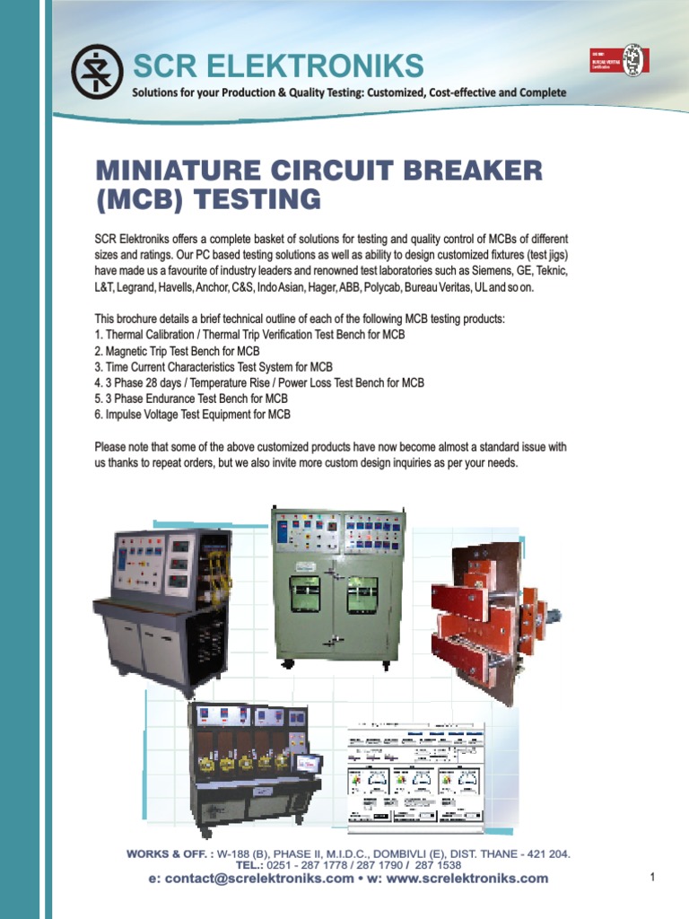 Miniature Circuit Breaker IEC 60898 is 8828 Test Bench Electrical
