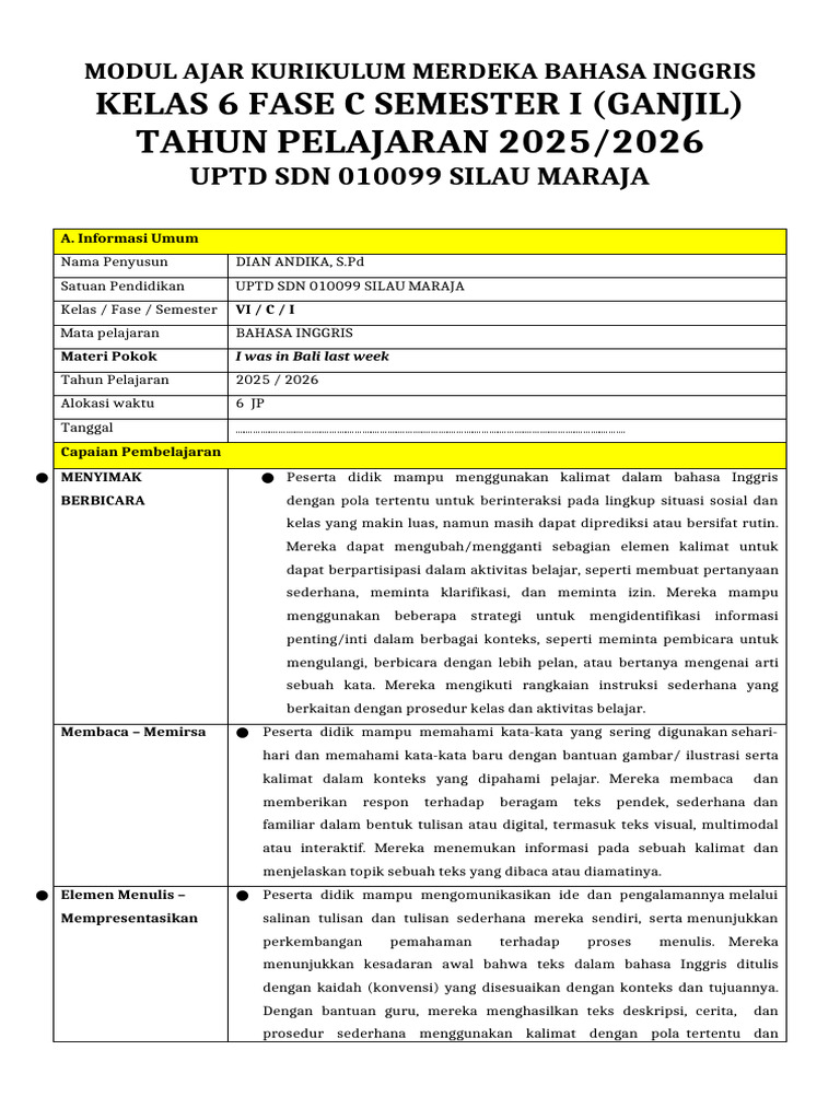Modul Ajar Unit 3 | PDF
