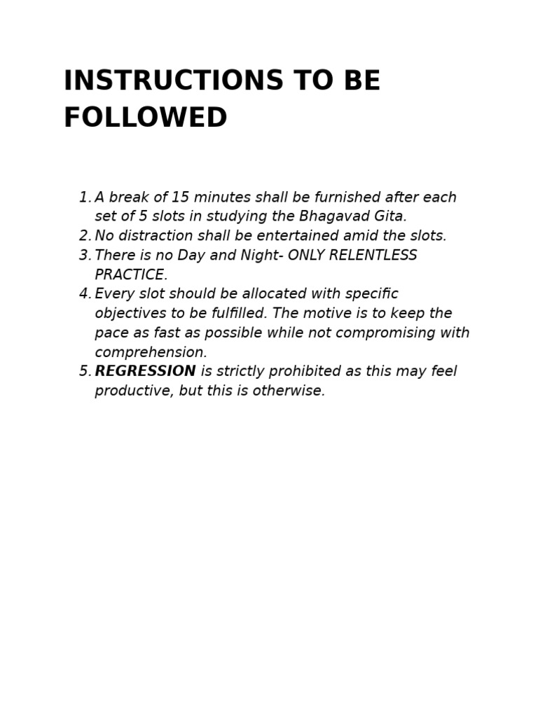 Instructions To Be Followed | PDF