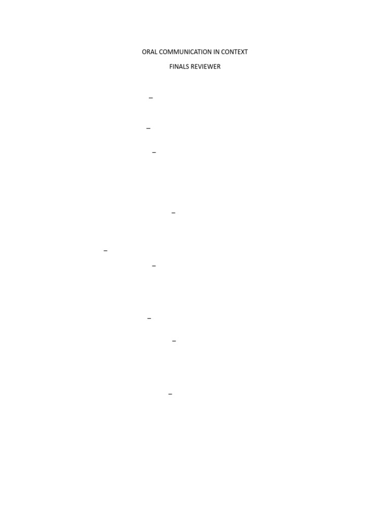 Oral Communication in Context Finals Reviewer | PDF | Communication ...