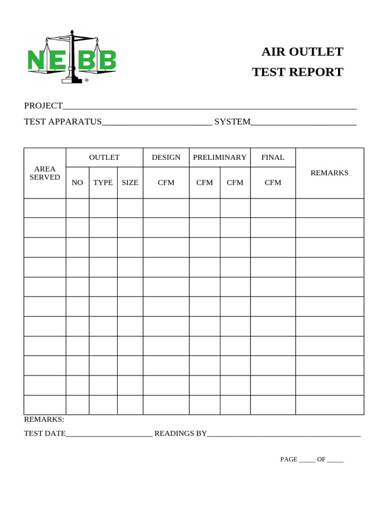 Air Outlet Air Balance Report | PDF
