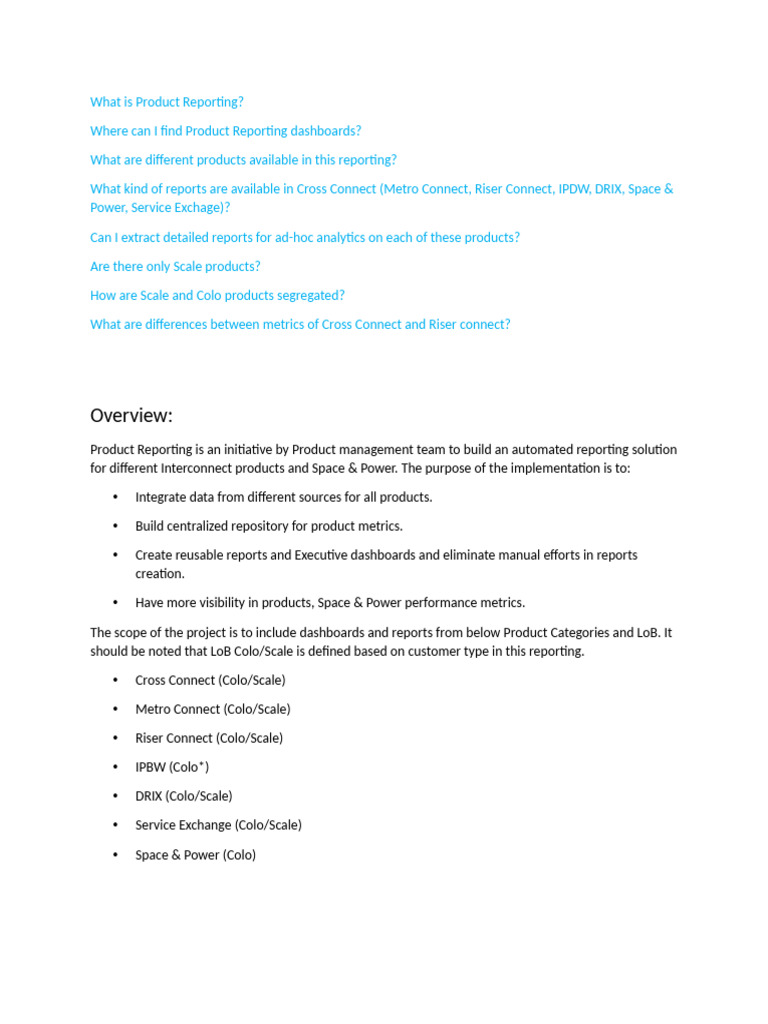 Product Reporting 1 | PDF | Performance Indicator | Information Retrieval