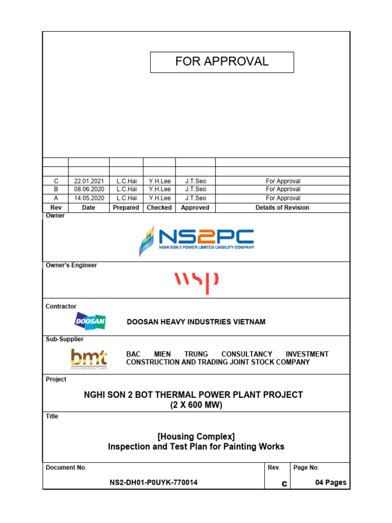 NS2-DH01-P0UYK-770014 - C - (Housing Complex) ITP For Painting Works ...