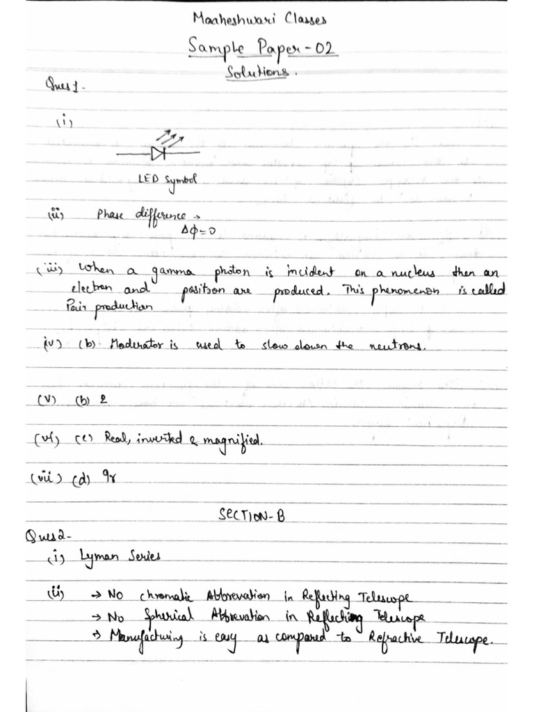 Sample Paper - 02 Solution | PDF