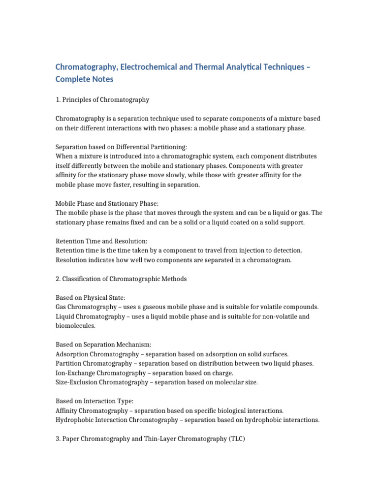 Complete Analytical Techniques Verbatim | PDF | Chromatography | High ...