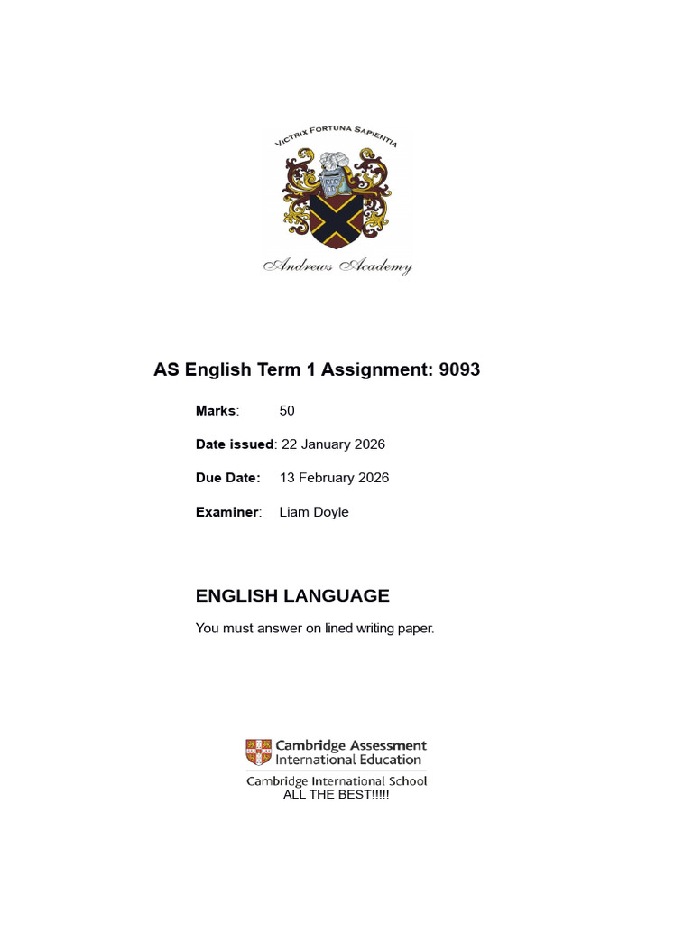 As English Assignment Term 1 | PDF