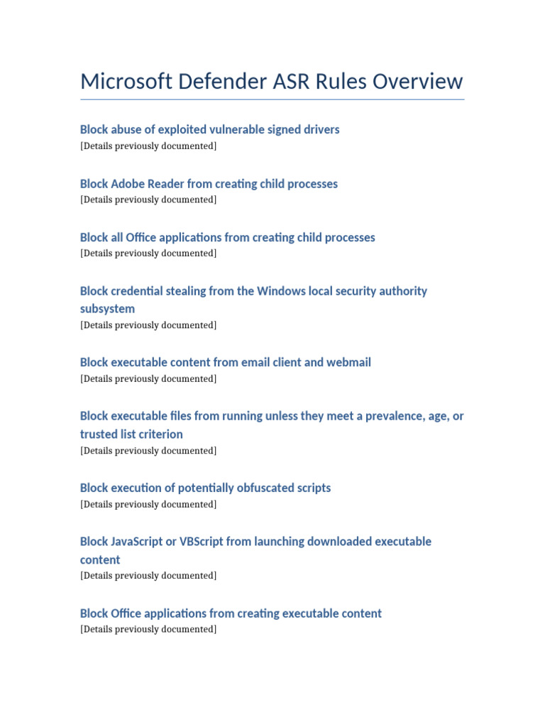 Microsoft Defender ASR Rules Updated | PDF | Malware | Microsoft