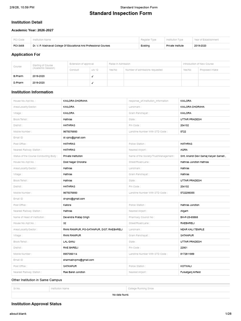 Standard Inspection Form 1285 | PDF | Pharmacology | Pharmaceutical ...