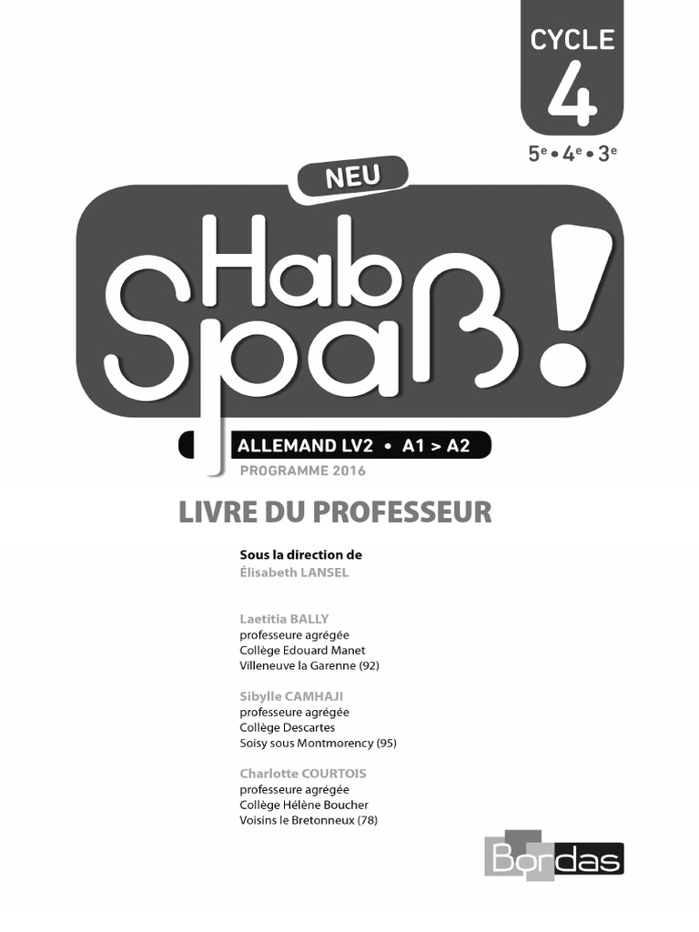 LDP - Hab - Spass - Neu - LEHRERHANDBUCH Cycle 4 | PDF | Accent ...