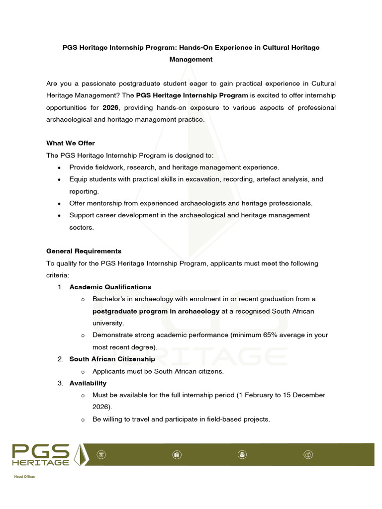 PGS Heritage Internship Program v1 2026 | PDF