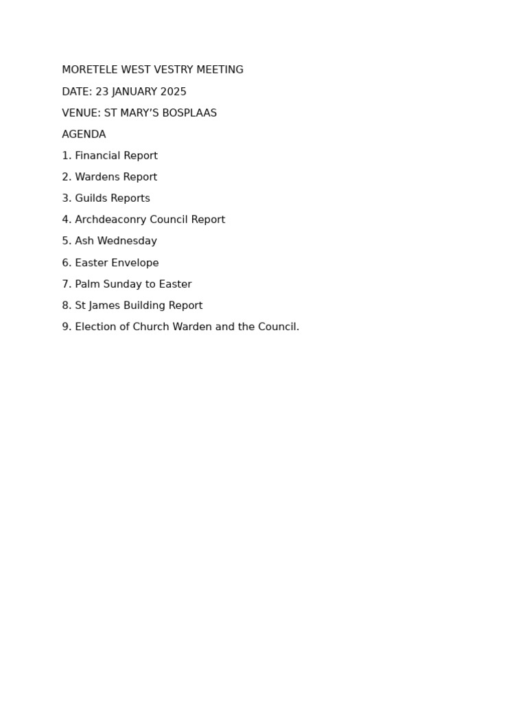Vestry Agenda | PDF