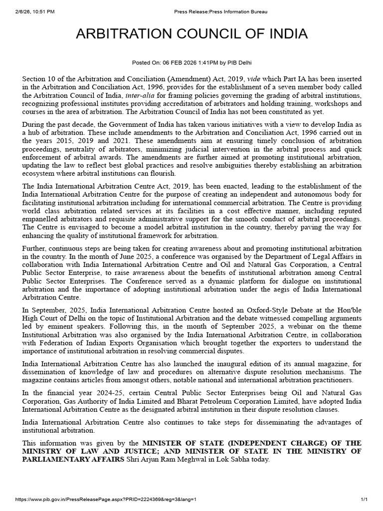 Arbitration Council of India | PDF | Arbitration | Government