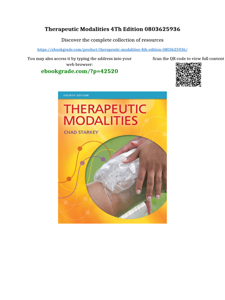 Therapeutic Modalities 4th Edition 0803625936 Download Full Chapters ...