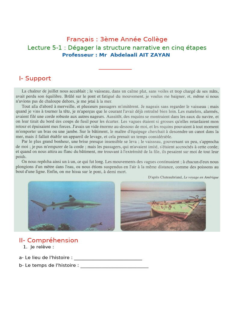 Lecture 5 1 Degager La Structure Narrative en Cinq Etapes 2.PDF ...