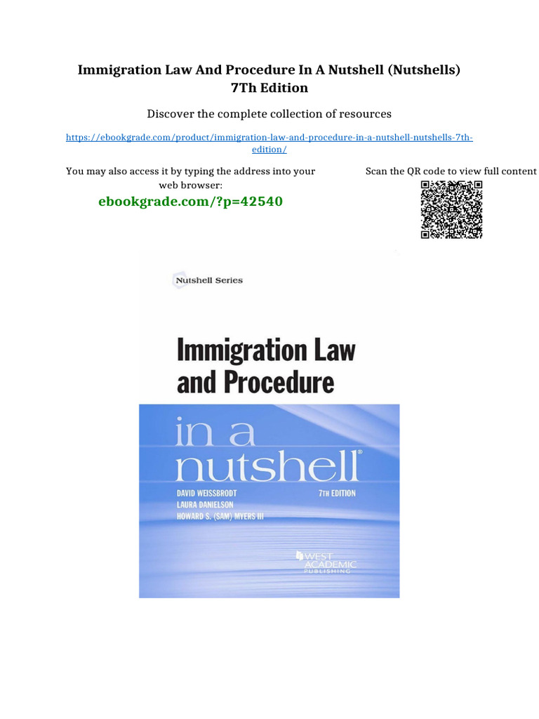 Immigration Law and Procedure in A Nutshell (Nutshells) 7th Edition ...
