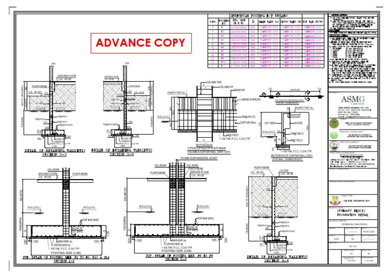 Foundation Detail Primary Block Nisarpur | PDF | Architectural Elements ...