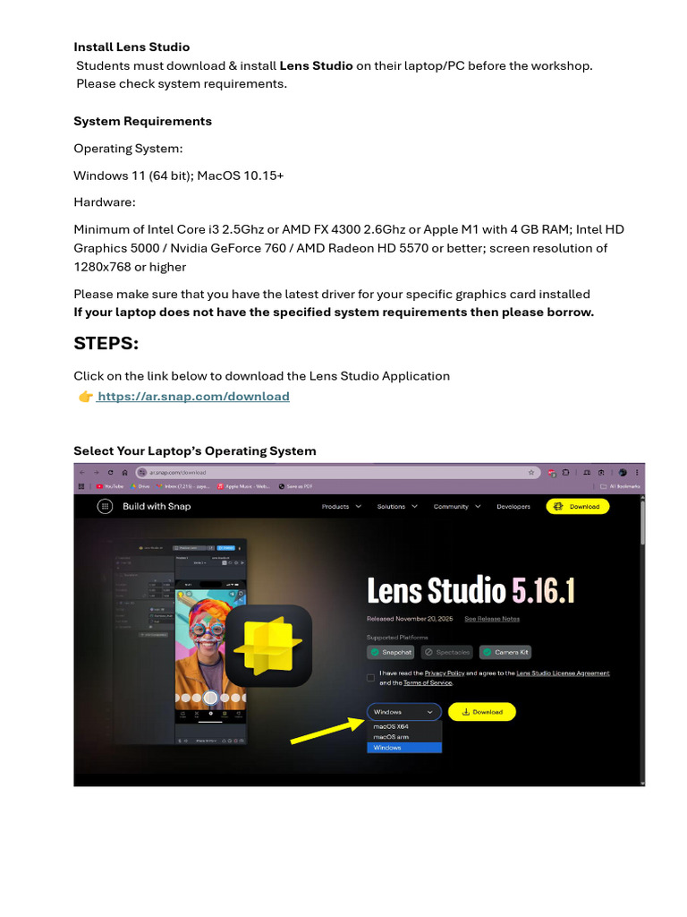 Lens Studio Installation | PDF