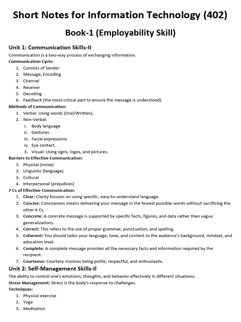 Short Notes For Information Technology (402) 1 | PDF | Databases ...