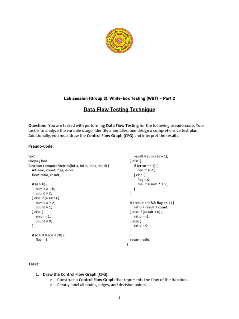 Lab session (Group 2) White-box Testing (WBT) – Part 2 | PDF | Software ...