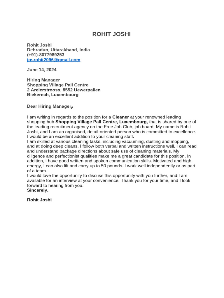 Cover Letter Cleaner | PDF