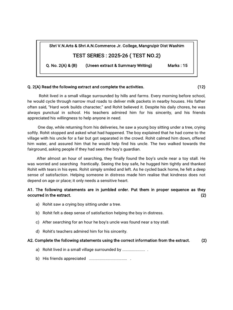 Q. 2 (A) Unseen Extract 2 | PDF