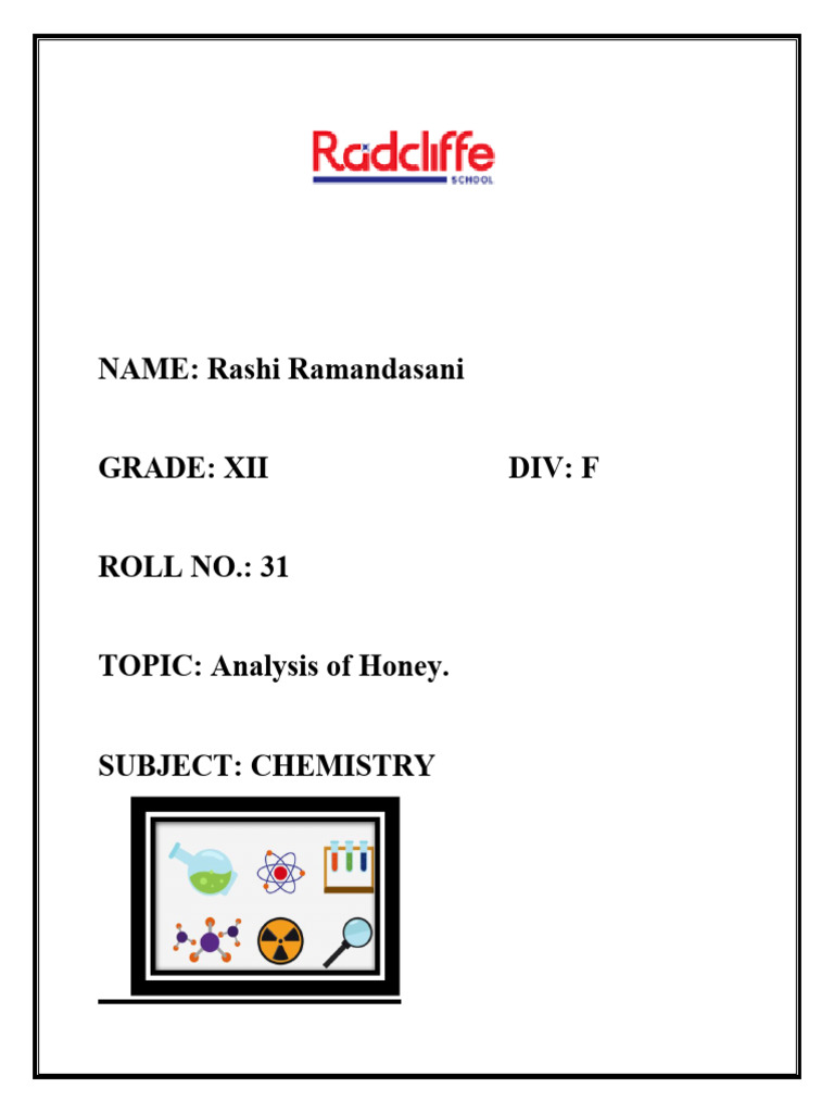 Chemistry Investigatory Project | PDF | Honey | Sugar