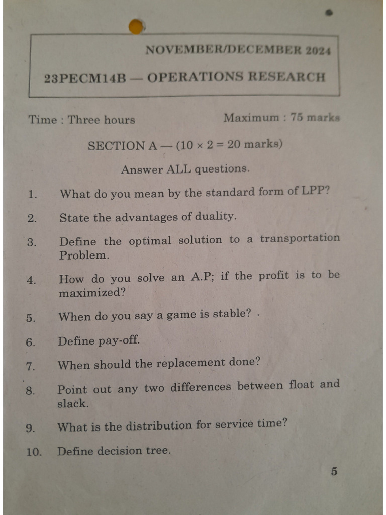 Or Question Papers | PDF