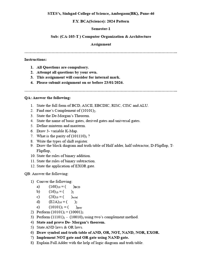 BCA Sem-1 Assignment | PDF