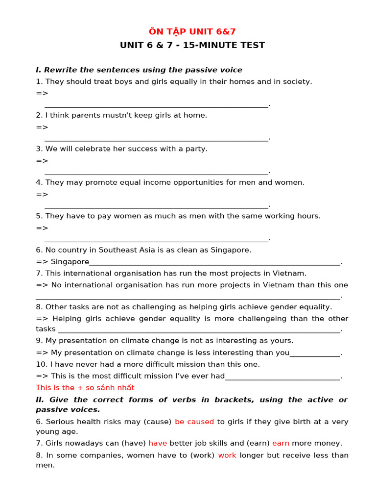 UNIT 6&7 Key | PDF | Gender Equality | Gender Studies