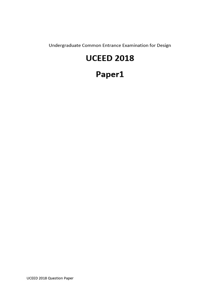 UCEED 2018 - Original Paper With Answer Keys (Part A) | PDF