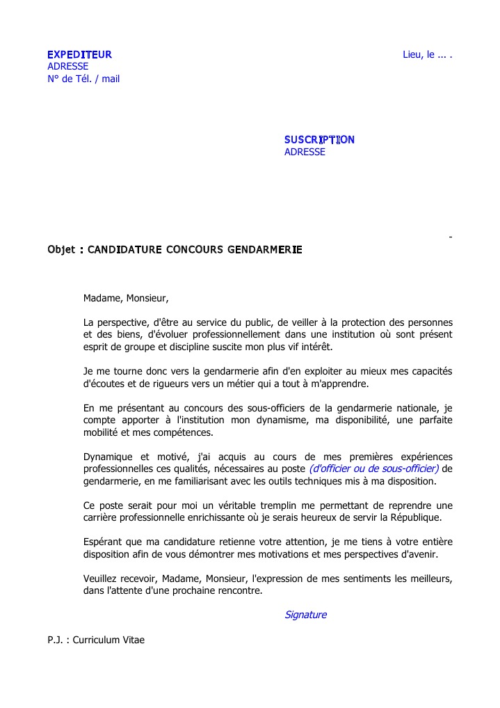 lettre de motivation réserviste police nationale