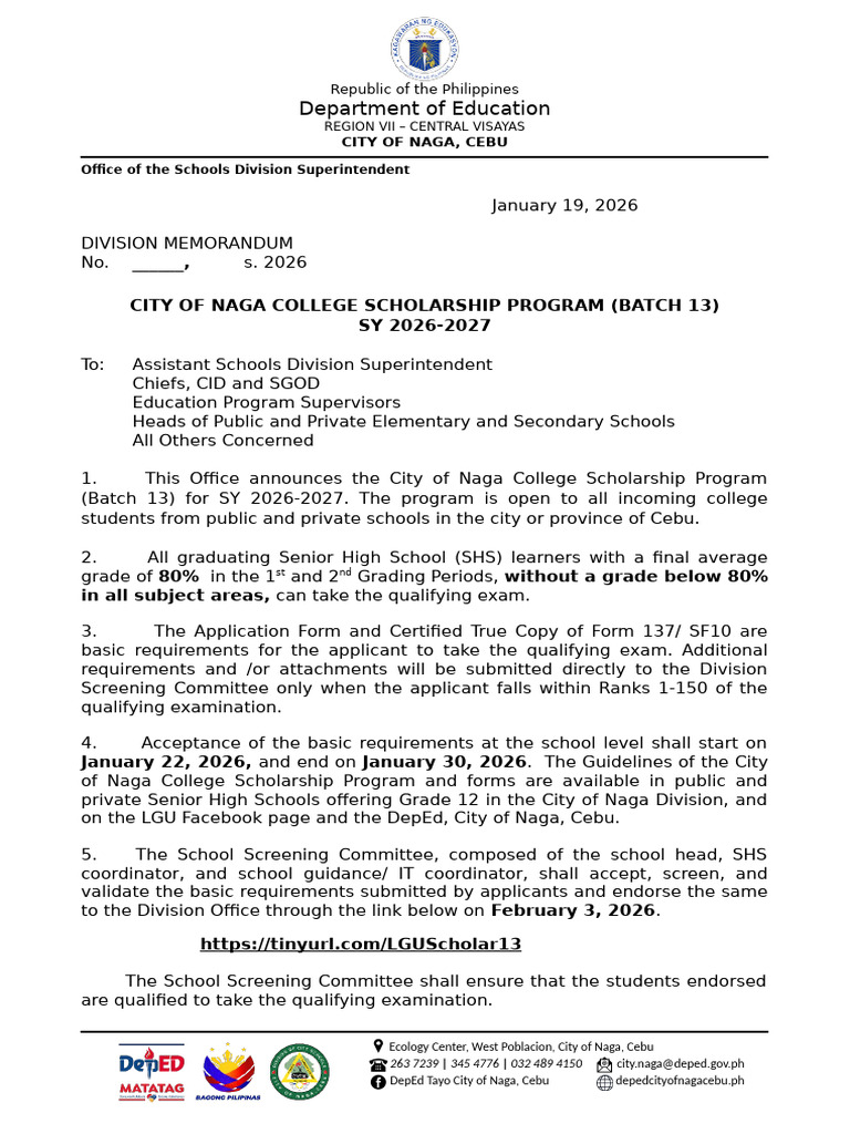 DM LGU Scholarship Batch 13 | PDF