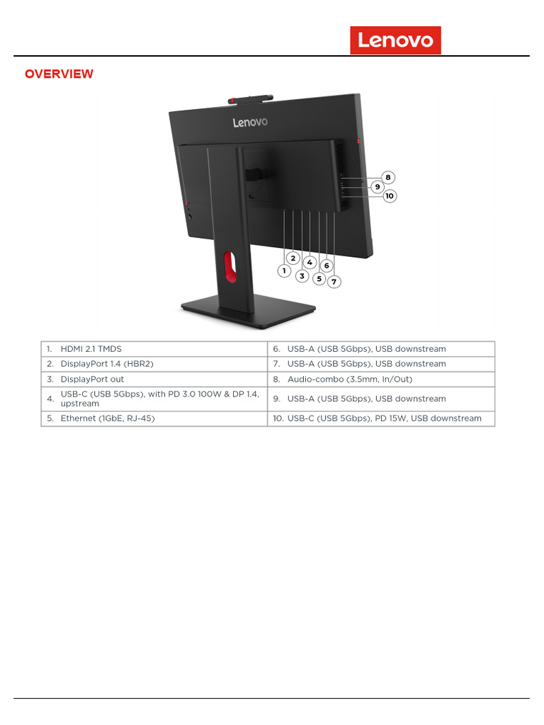 ThinkVision T24D 4v Monitor Spec | PDF | Computer Monitor | Usb