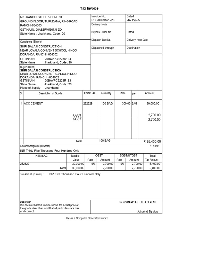 Cement 2 | PDF | Invoice | Taxes