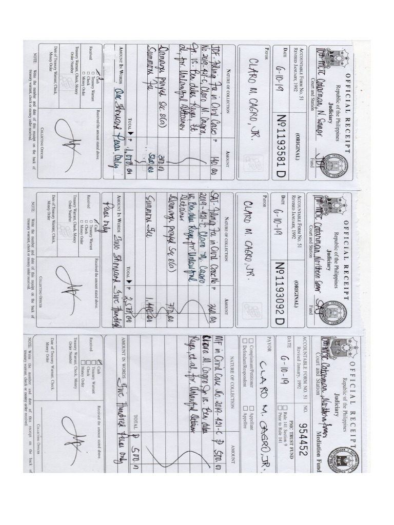 Docket Fee Receipts | PDF