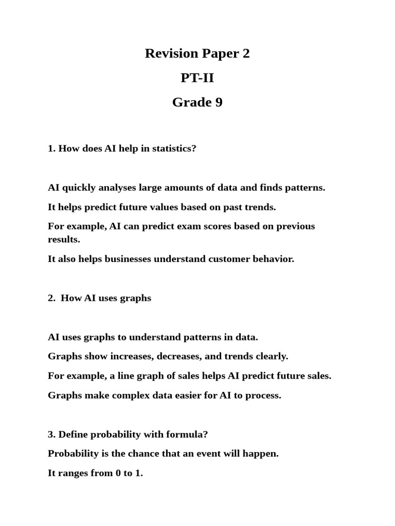 Revision Paper 2 Grade 9 For PT II | PDF | Probability | Odds