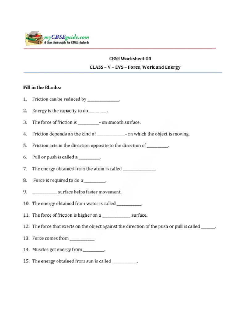 Work Force Energy Questions | PDF