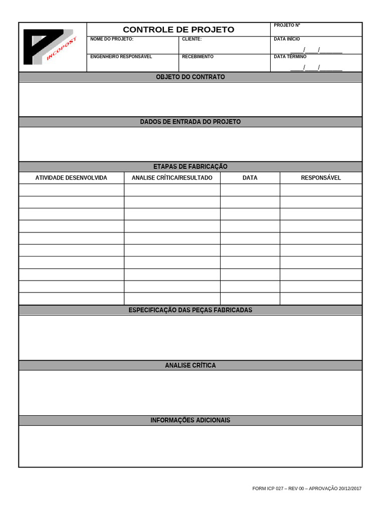 Form-Icp-027 Controle de Projeto | PDF