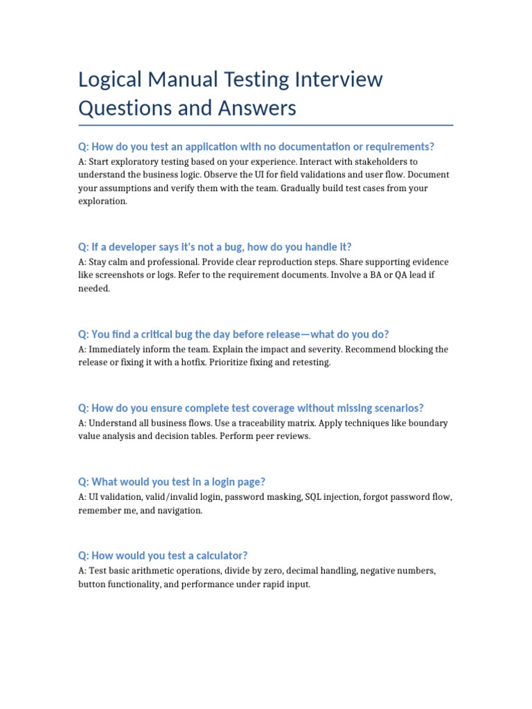 Logical Manual Testing Qa | PDF