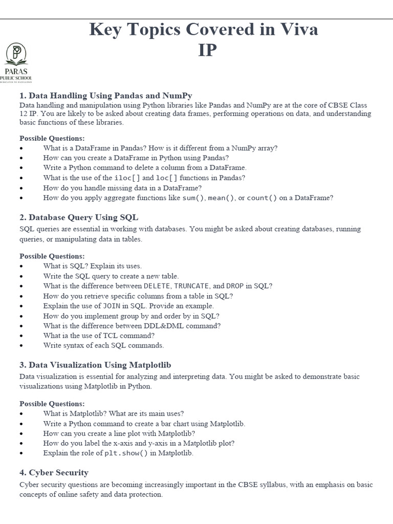 Ip Viva Questions | PDF | Sql | Information Science