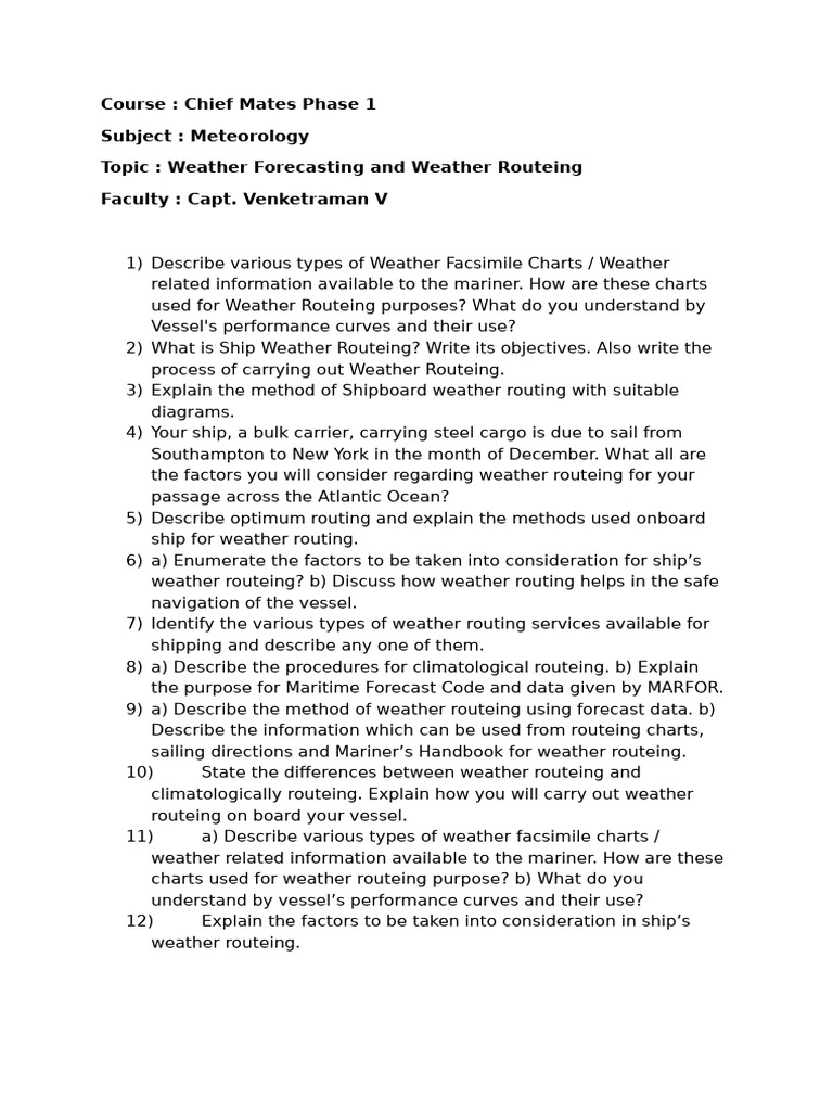Weather Forecasting and Weather Routeing | PDF | Weather Forecasting ...
