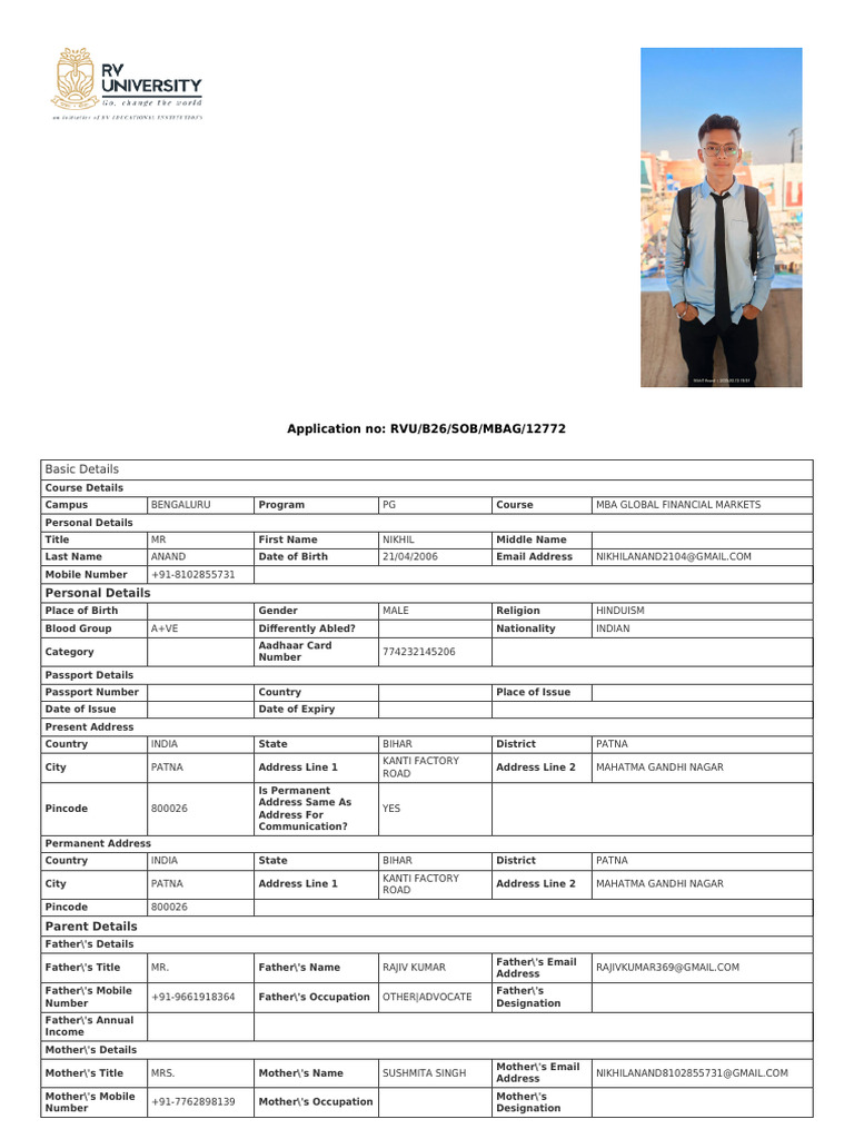 Application Form RVU B26 SOB MBAG 12772 | PDF