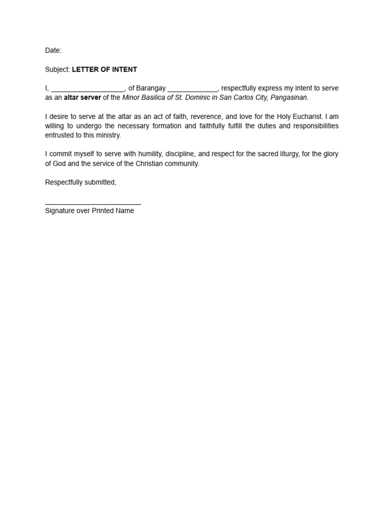 Letter of Intent | PDF