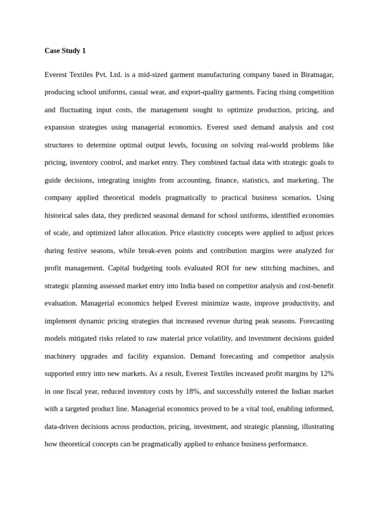 Case Study 1 | PDF | Economics | Pricing
