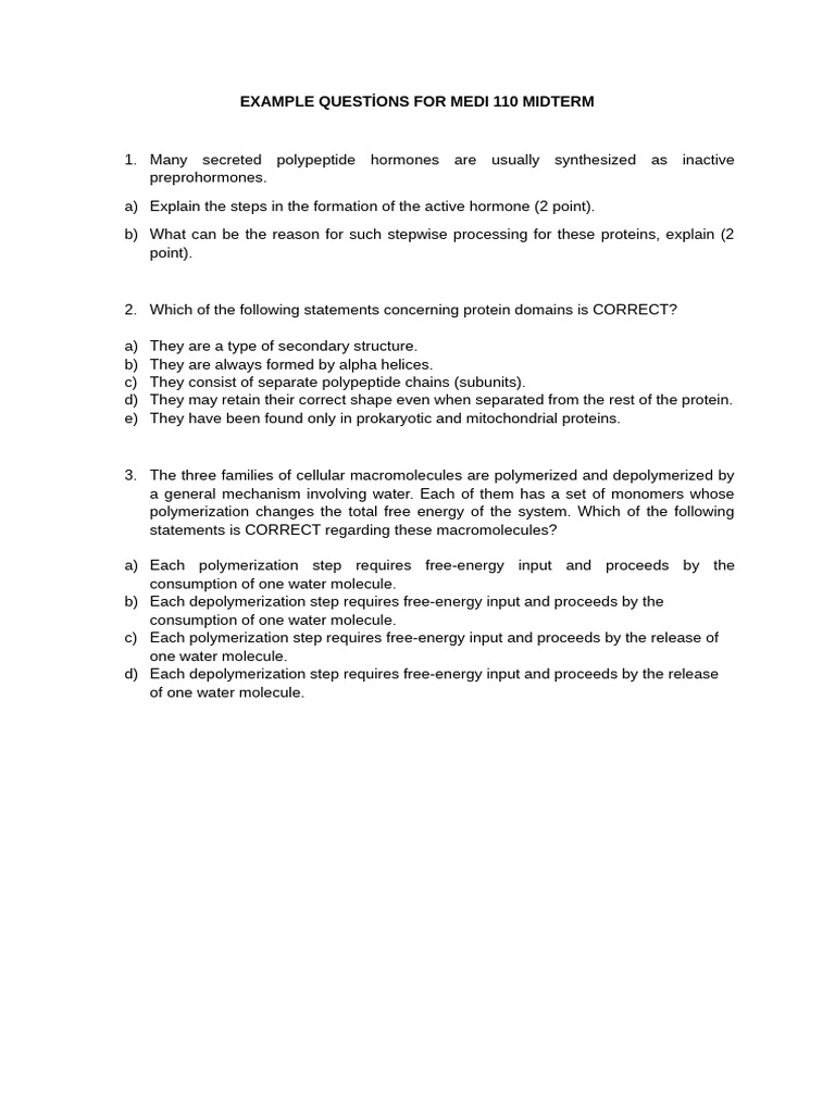 Example Questä°ons For Medi 110 Midterm | PDF