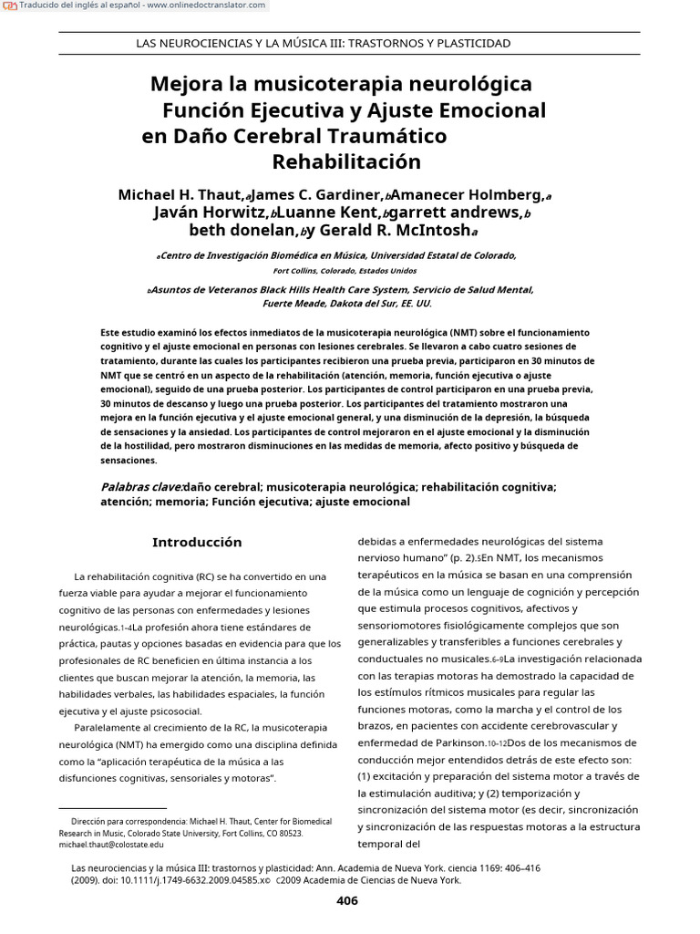 Neurologic Music Therapy Improves Executive Function and Emotional ...