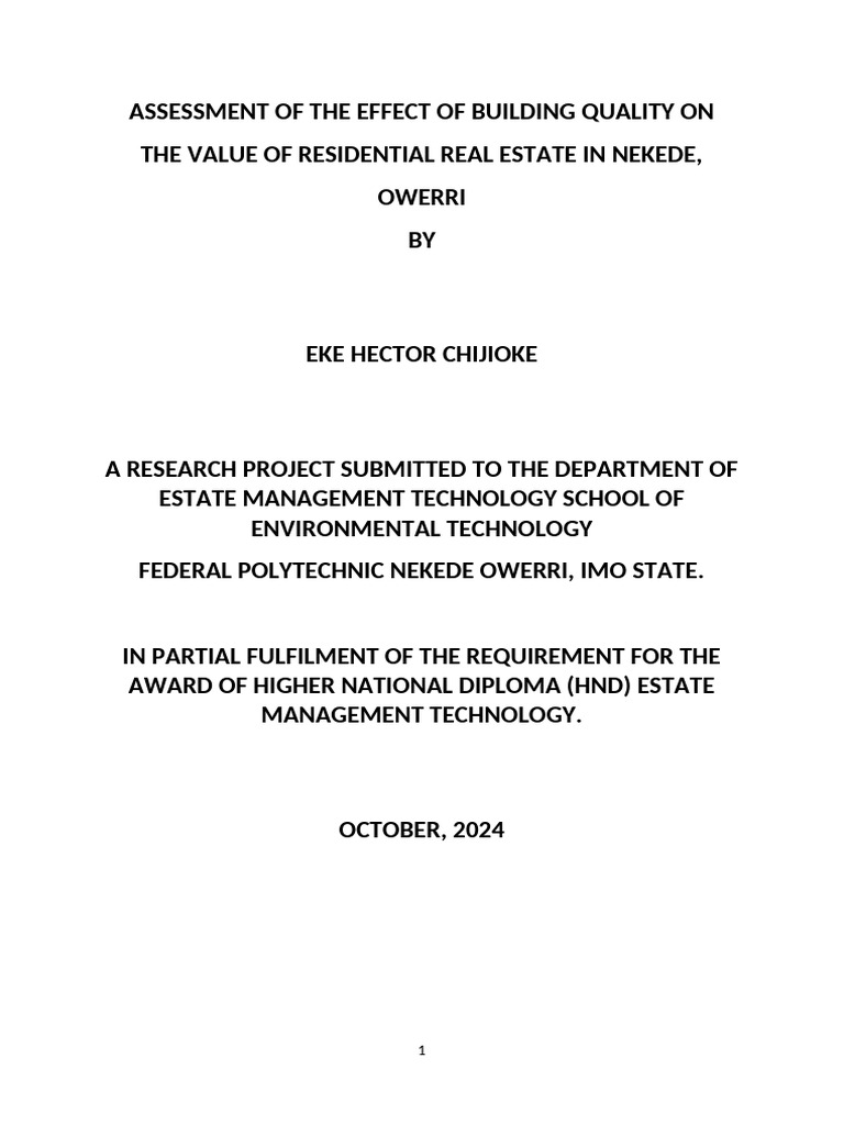 Assessment of The Effect of Building Quality On | PDF | Real Estate ...