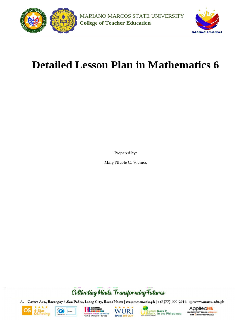 Math Grade 6 Lesson Plan | PDF | Volume | Lesson Plan