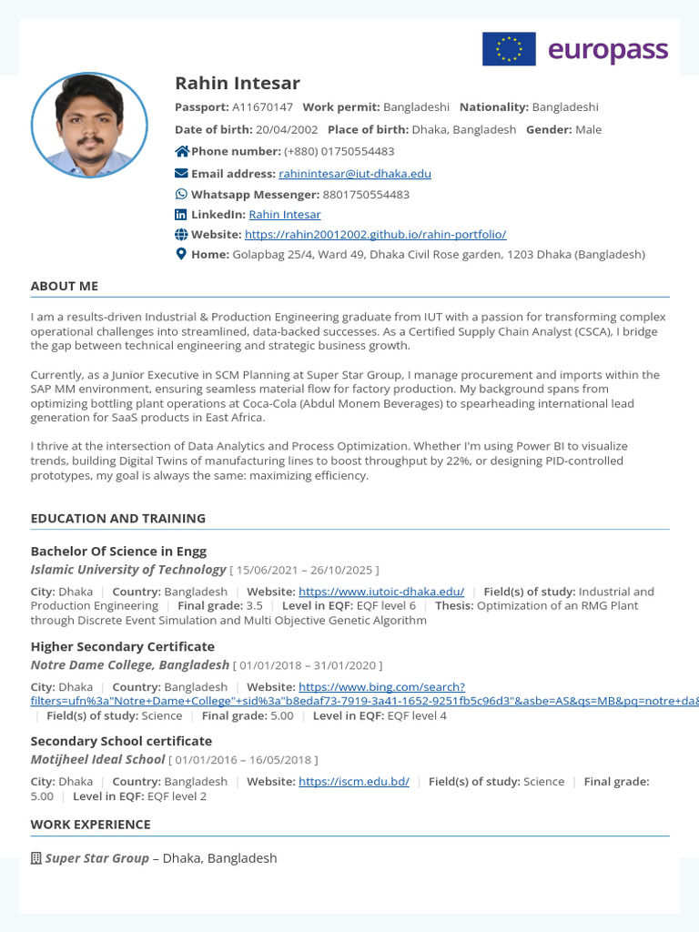 Rahin Intesar CV (1) | PDF | Data Analysis | Statistics